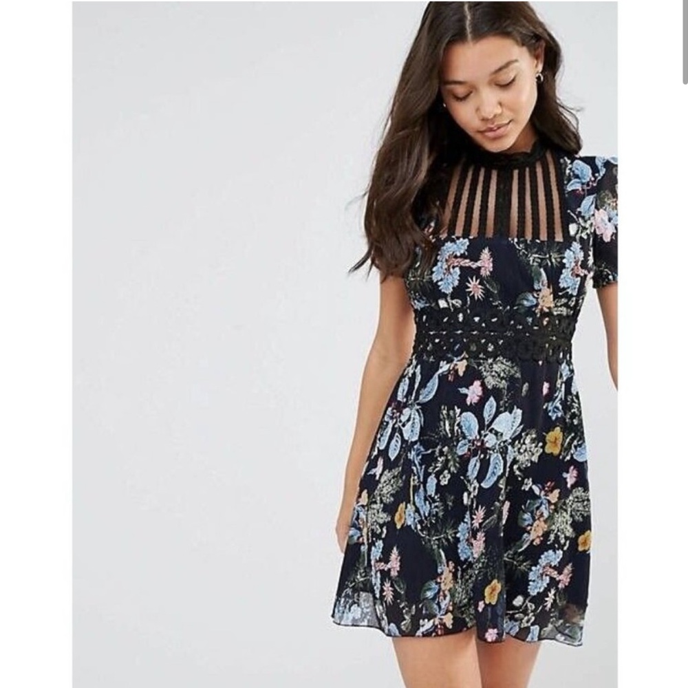 Anthropologie Foxiedox Blue Dainty Floral Pleated Chiffon
Mini Dress - Picture 3 of 9